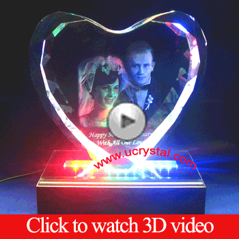 3D photo crystal heart extra large, wedding anniversary video
