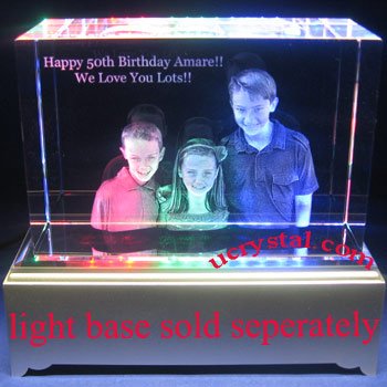 laser engraved 3D block photo crystal, large