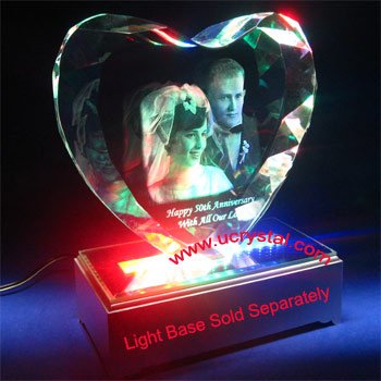 3D diamond photo crystal heart for wedding anniversary XL