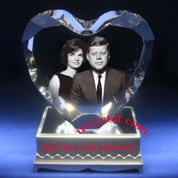 laser etched 3D photo heart crystal for wedding anniversary