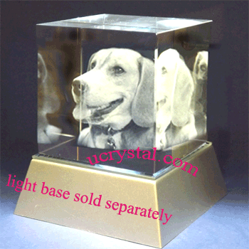 3D laser etched photo crystal cube, large