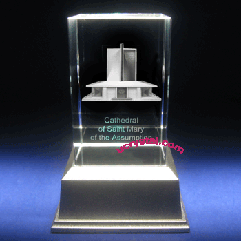 3D laser crystal award, rectangular prism