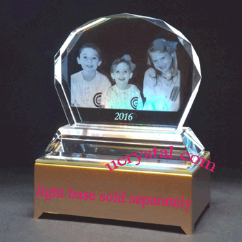 Clamshell custom laser photo crystal with base