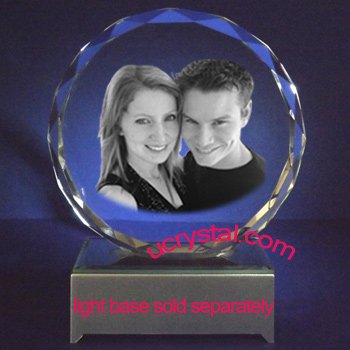 laser engraved facet round photo crystal - XL