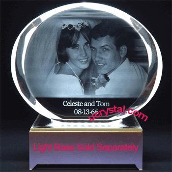 laser engraved oval photo crystal - XL