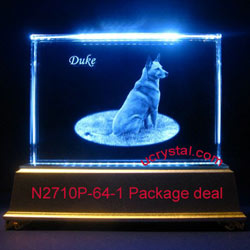 personalized photo crystal etching, rectangular photo crystal - package deal