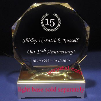 Elite octagon personalized crystal plaques - extra large