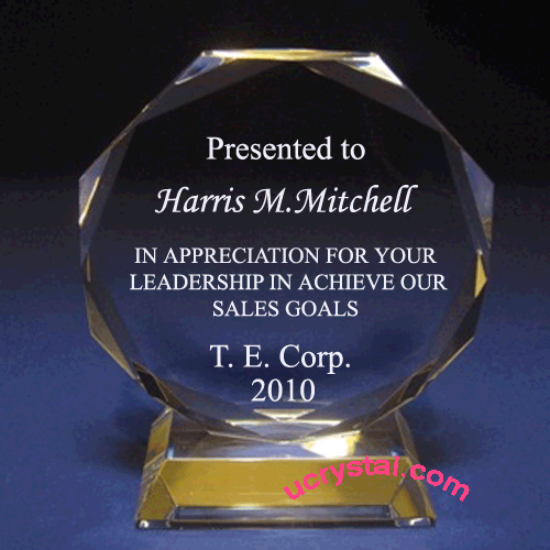Elite crystal award octagon with base