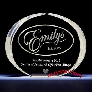 Elliptical extra large corporate employee recognition crystal awards