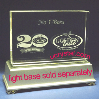 Rectangular custom engraved crystal award - XL