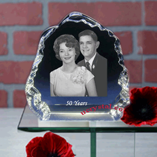 3D Laser Crystal Glass Personalized Etched Engrave Stand Christmas Portrait S 