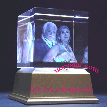 3D laser etched crystal cube