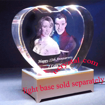 3D photo crystal heart for wedding anniversary XL