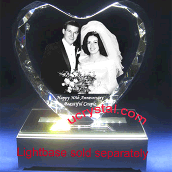 3D diamond photo crystal heart