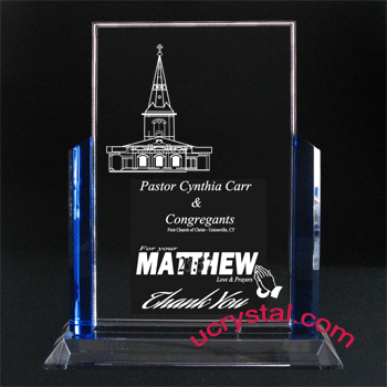 crystal plaques engraved - blue guards extra large