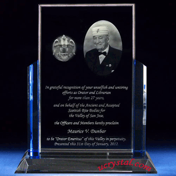 Blue guards custom engraved executive crystal awards - XL