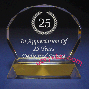 Clamshell with base crystal custom engraved crystal awards