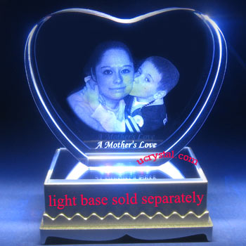 Heart shaped 3d photo crystal