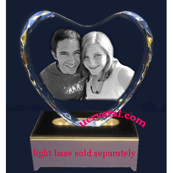 Heart shaped 3D photo crystal - XL