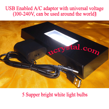 LED Light base for crystal - 5 LED, white lights, rectangular