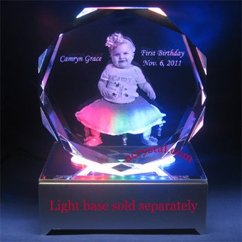 Octagonal laser engraved 3d photo crystal