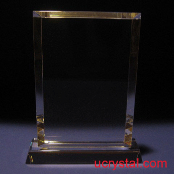 laser engraved rectangular photo crystal with base - XL