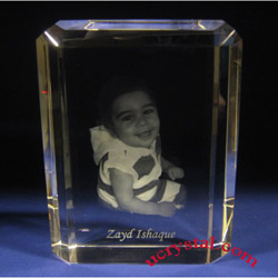 Rectangular 3D photo crystal with cornercut  