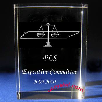 Rectangular custom engraved crystal awards