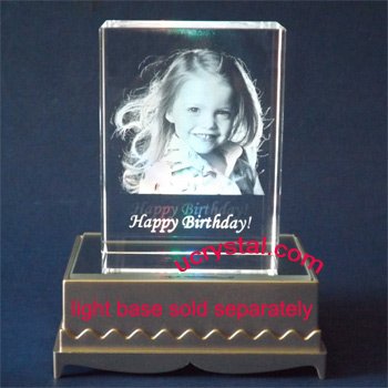 Laser etched rectangular 3D photo crystal