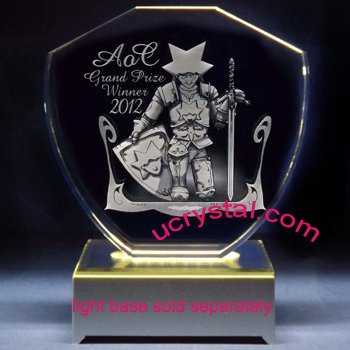 Shield laser photo crystal engraving - XL