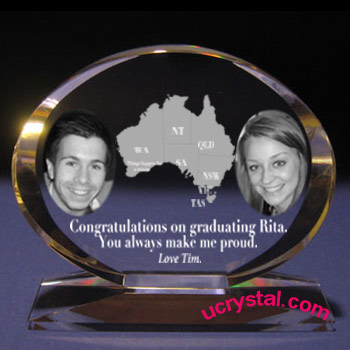 elliptical custom engraved crystal awards XL