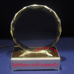 Faceted Round custom engraved crystal award, without base