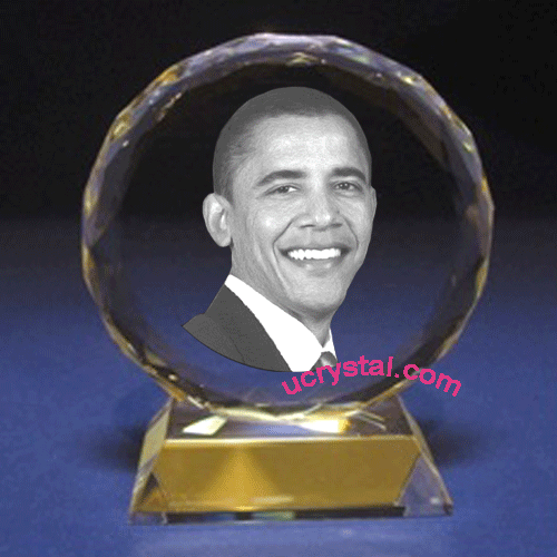 Presidential facet circle executive crystal award extra large