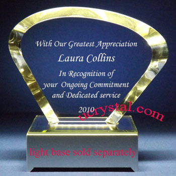 Victoria curve custom engraved extra large crystal plaques awards
