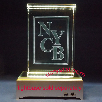 custom engraved 3D laser etched crystal award, 3D block crystal award XL