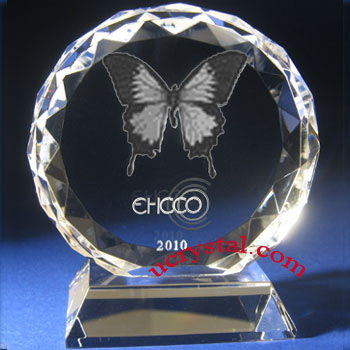 custom engraved laser photo crystal facet round (DFB)-B2120-1