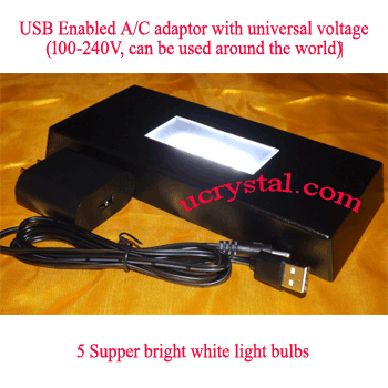 LED Light base for crystal - 5 LED, white lights, rectangular 2